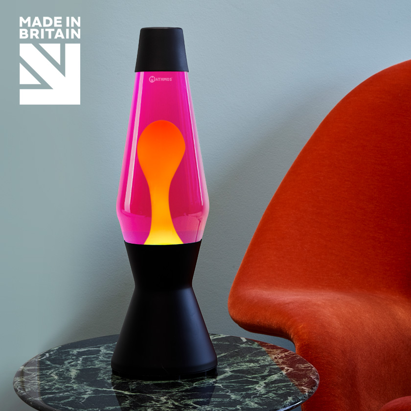 Mathmos Astro Zwart Lavalamp Violet/Geel
