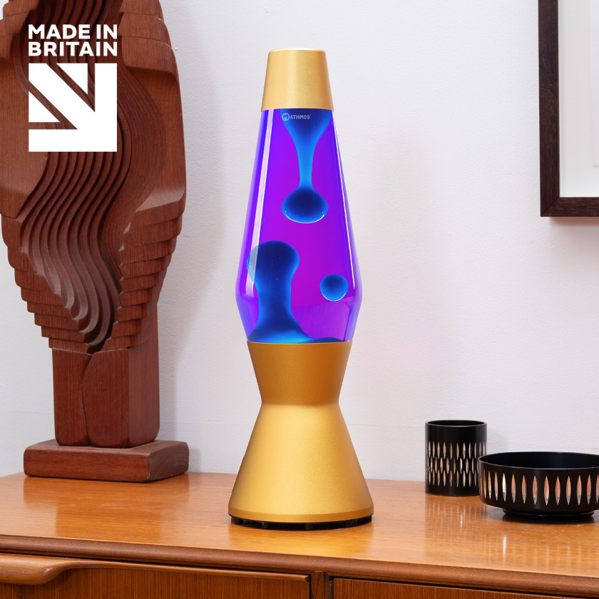 Mathmos Astro Goud Lavalamp Violet/Turquoise