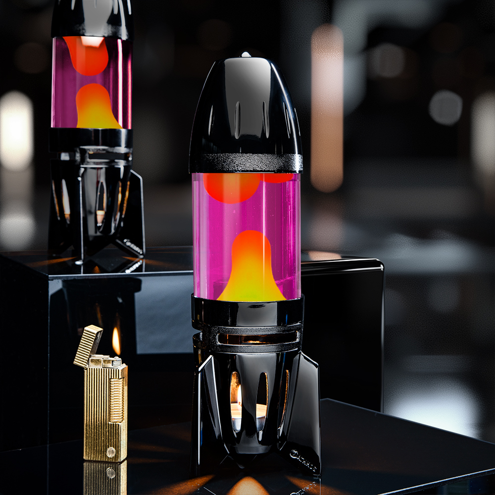 Mathmos Fireflow Zwart Lavalamp Violet/Geel